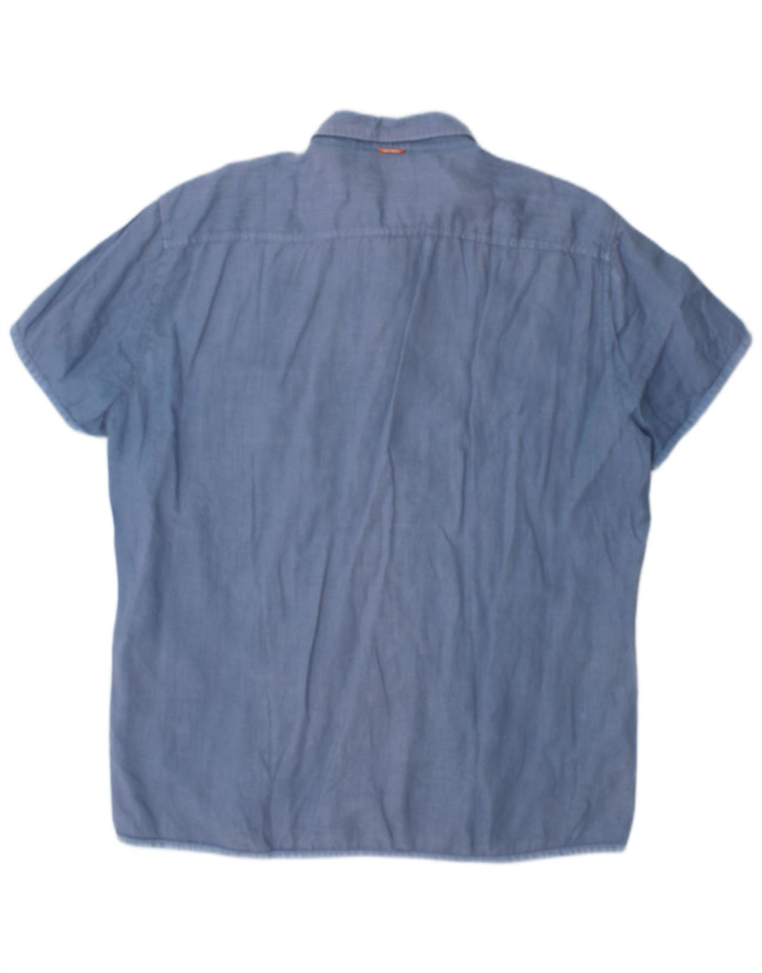 Hugo Boss Mens Short Sleeve Shirt XL Blue Cotton