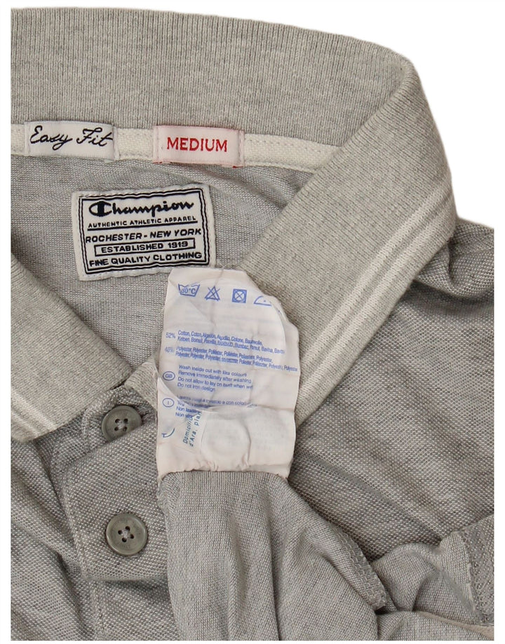 CHAMPION Mens Easy Fit Polo Shirt Medium Grey Cotton