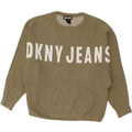 DKNY Womens Oversized Graphic Sweatshirt Jumper UK 14 Medium Khaki Cotton Vintage Dkny and Second-Hand Dkny from Messina Hembry 