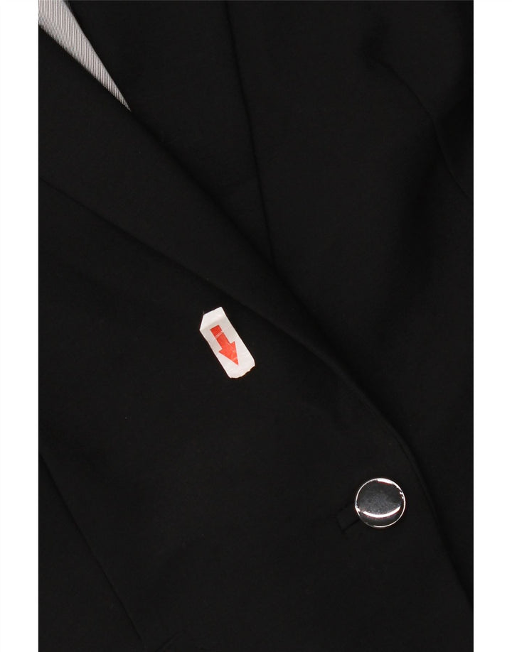 Marks & Spencer Damen 1-Knopf-Blazerjacke UK 16 Large Schwarz Schurwolle