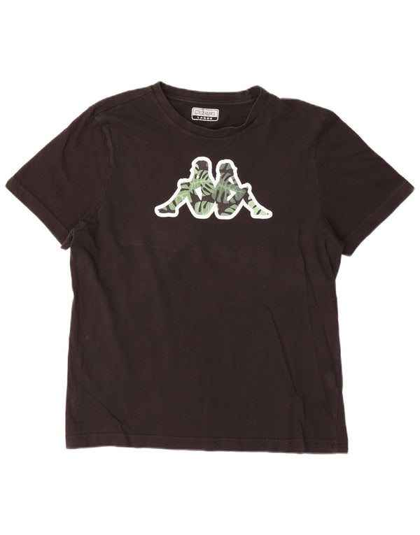 Kappa Mens Graphic T-Shirt Top Large Noir Coton