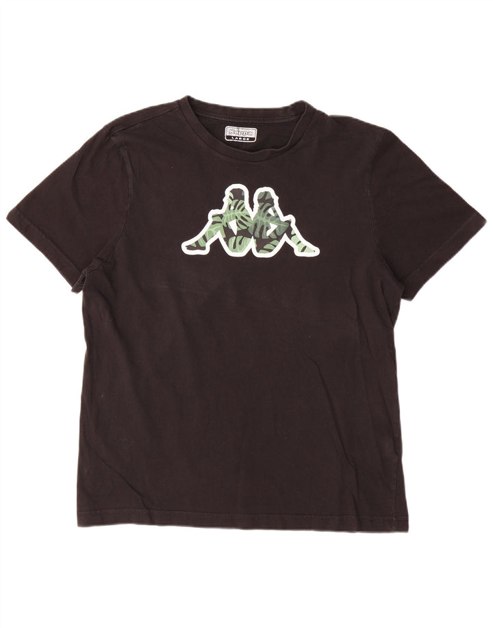 Kappa Mens Graphic T-Shirt Top Large Black Cotton