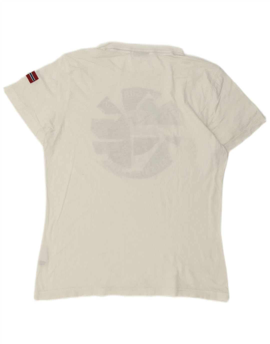 Napapijri Mens Graphic T-Shirt Top Medium White Cotton