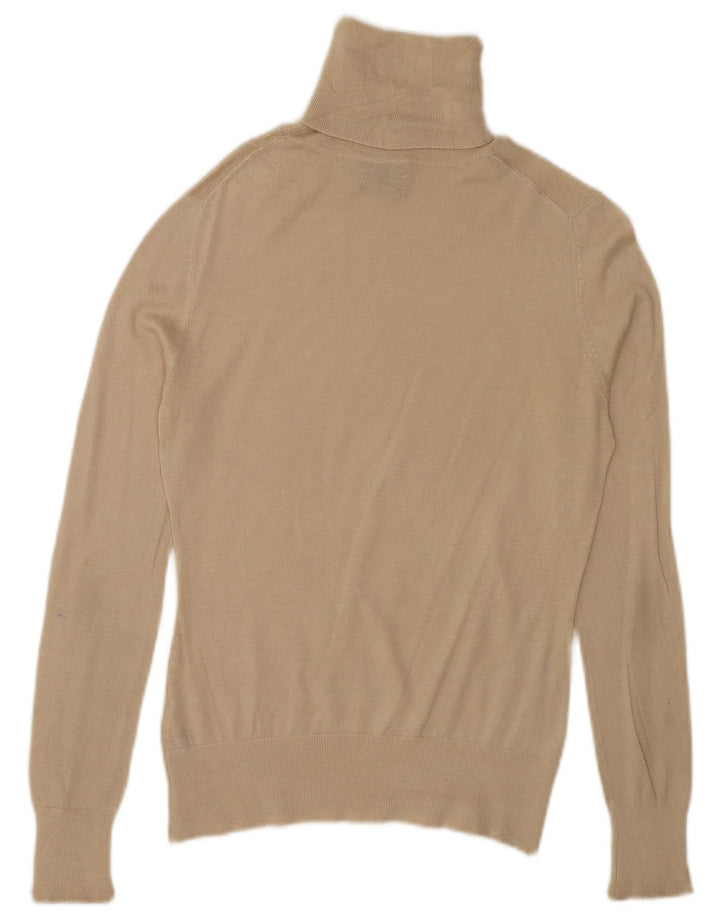 Massimo Dutti Womens Roll Neck Jumper Sweater UK 10 Small Beige Silk