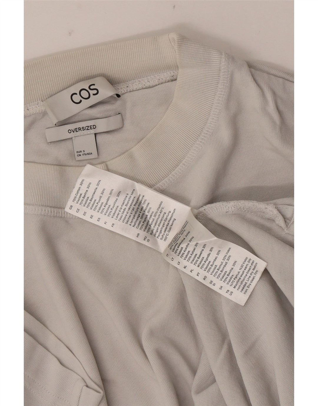 Cos Mens Oversized T-Shirt Top Small Off White Cotton
