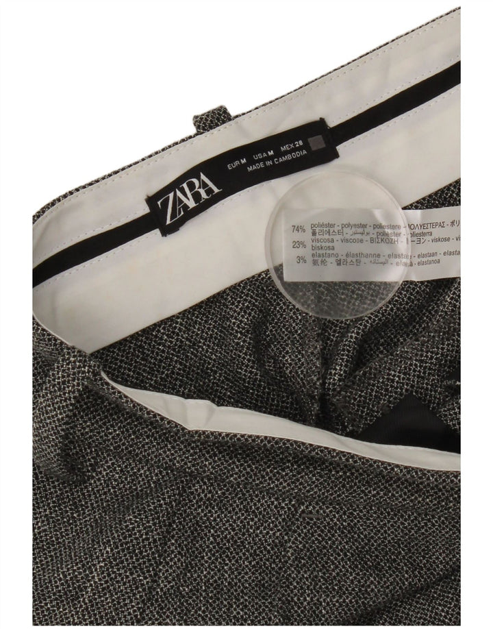Zara Womens High Waist Wide Leg Casual Trousers Medium Grey Polyester