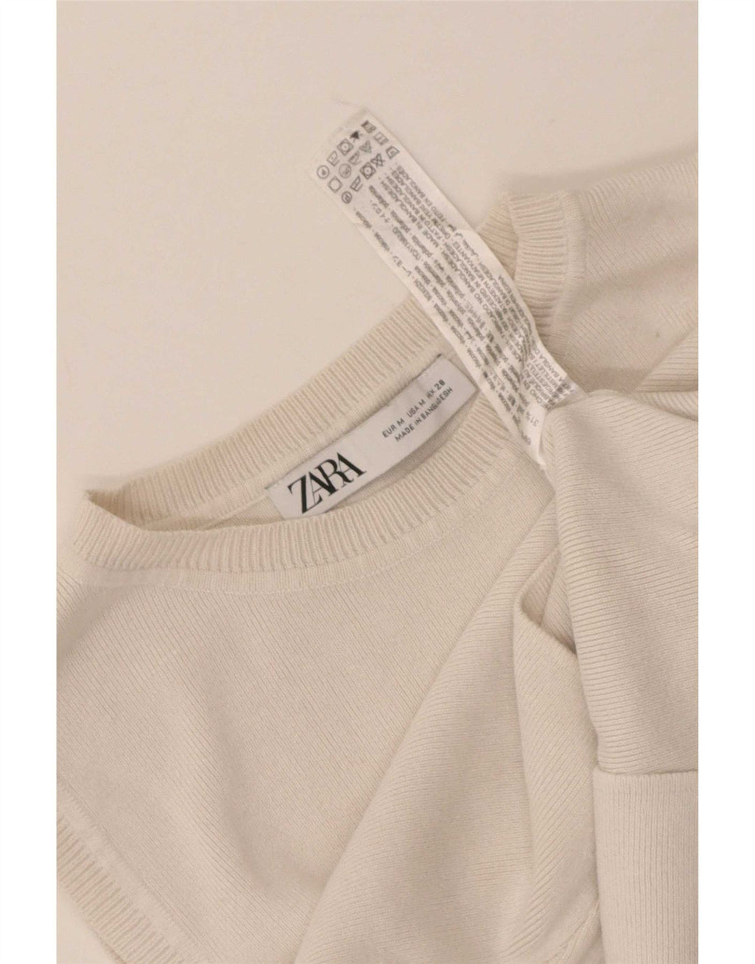 Zara Femmes Crop Débardeur UK 12 Moyen Blanc Viscose