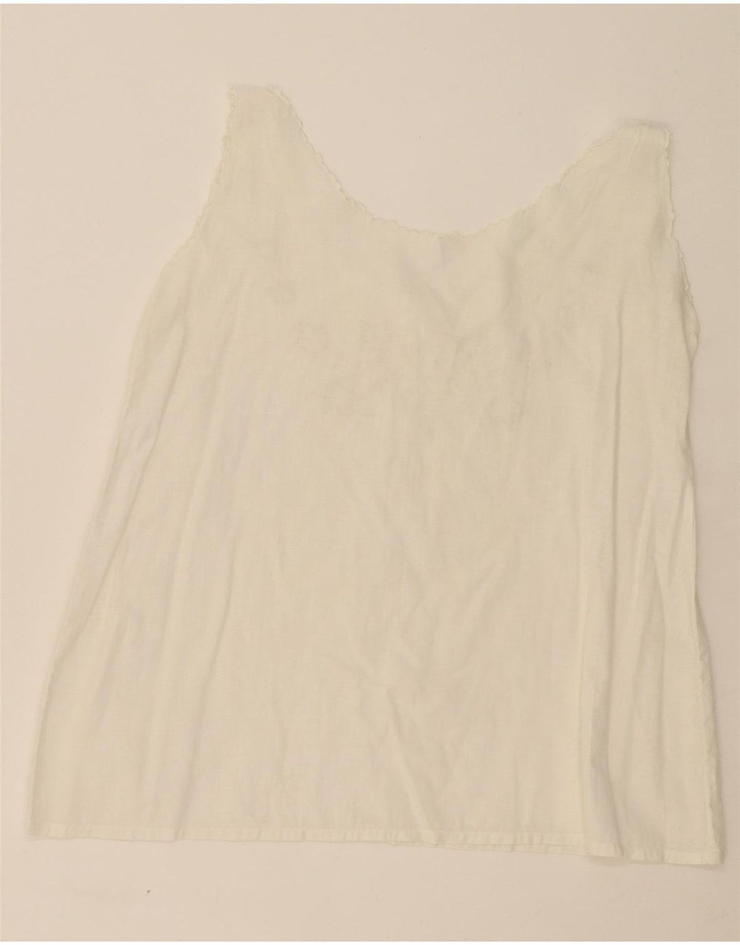 VINTAGE Womens Sleeveless Blouse Top UK 12 Medium White Floral Vintage Vintage and Second-Hand Vintage from Messina Hembry 