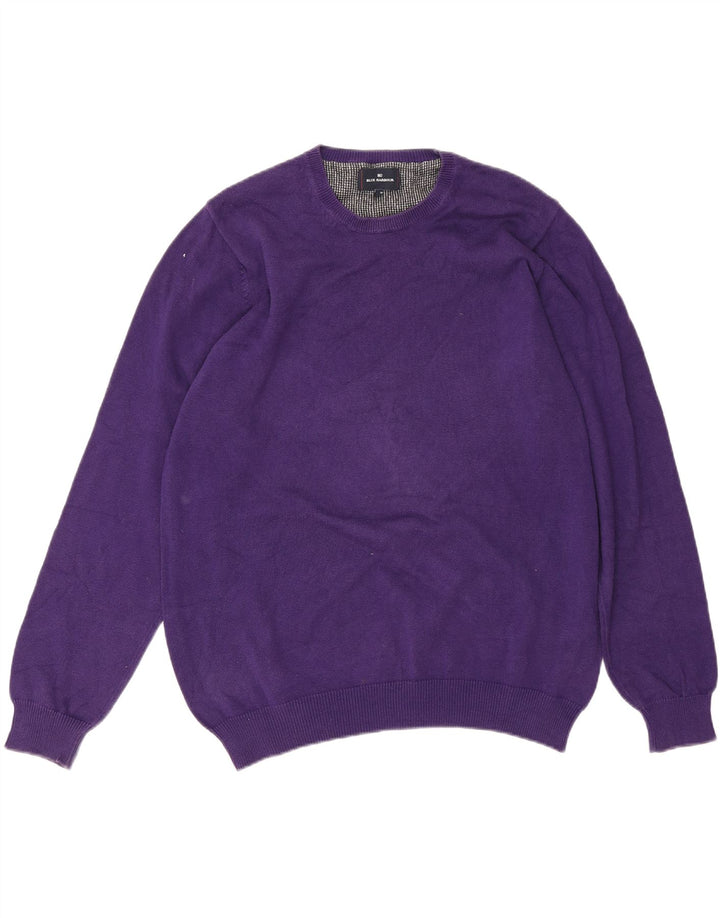Marks & Spencer Herre Blue Harbor Crew Neck trøje Sweater Large Purple