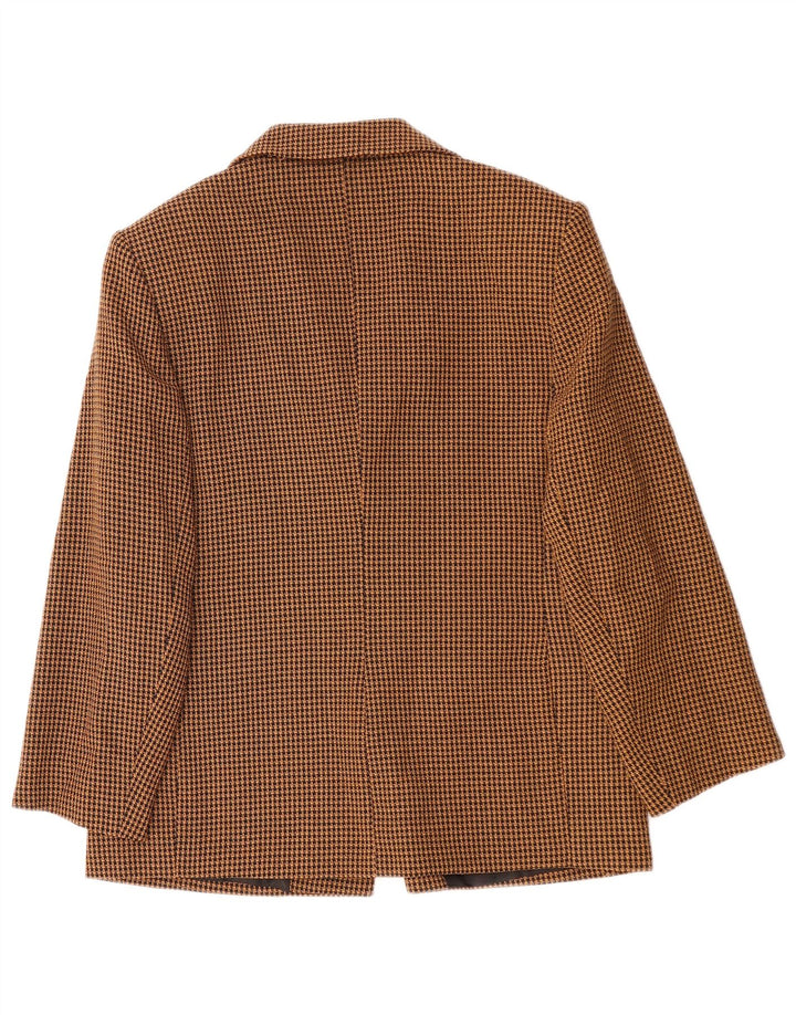 DIANA GALLESI Veste blazer 3 boutons pour femme UK 14 Grand pied-de-poule marron