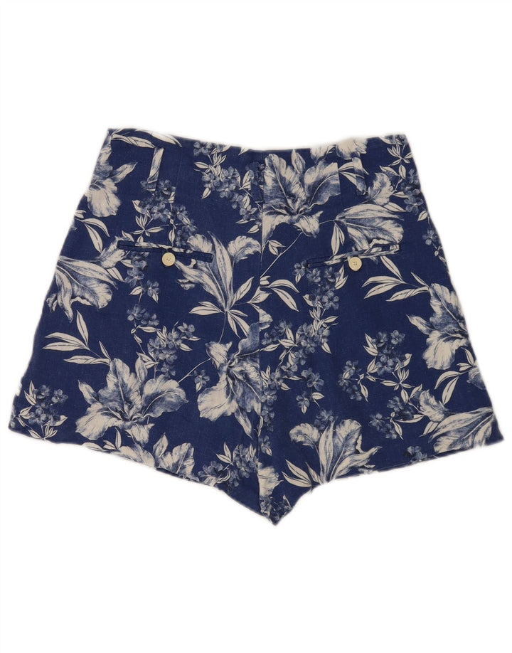 Zara Damen High Rise Hotpants Medium W28 Blau geblümt