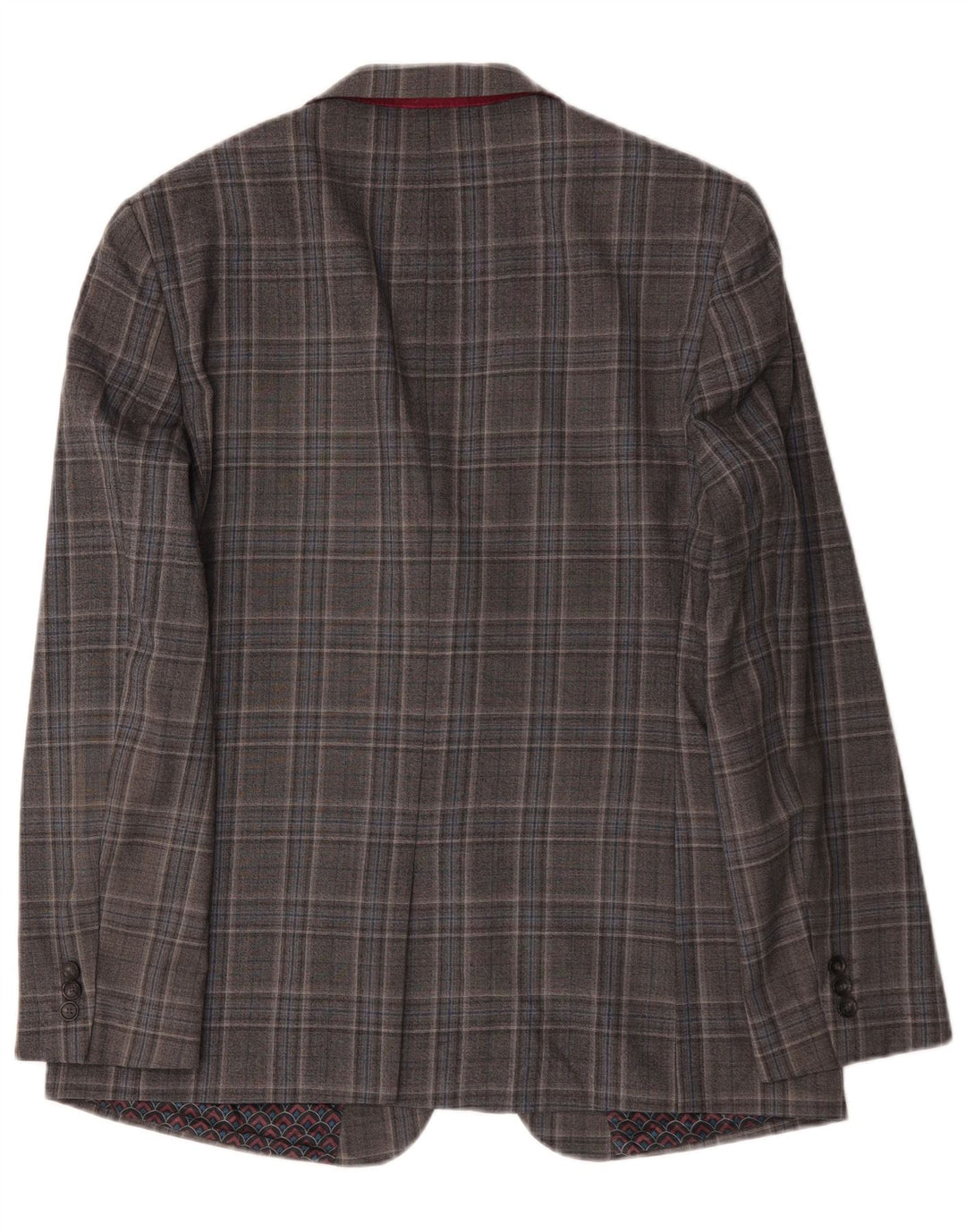Ted Baker Mens Long 2 Button Blazer Jacket UK 44 2XL Grey Check Wool