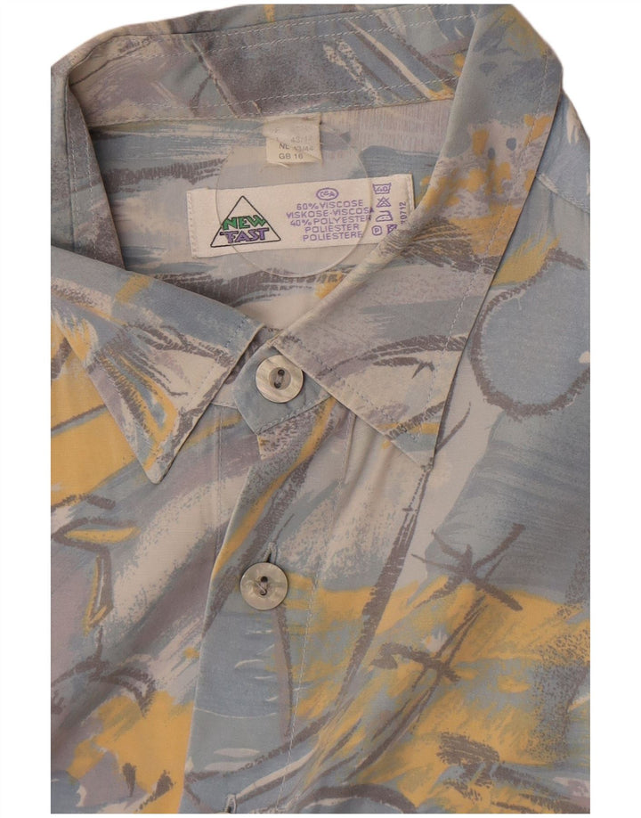 C&A Herre New Fast Shirt Størrelse 16 Large Blue Geometric Viscose