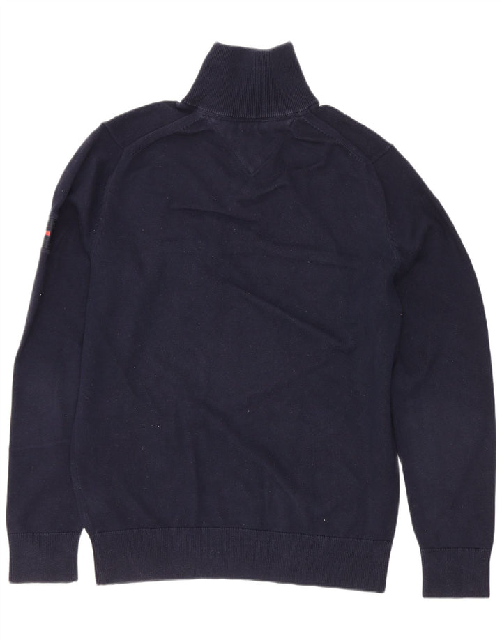 Tommy Hilfiger Herre Zip Neck Jumper Sweater Medium Navy Blue Colourblock