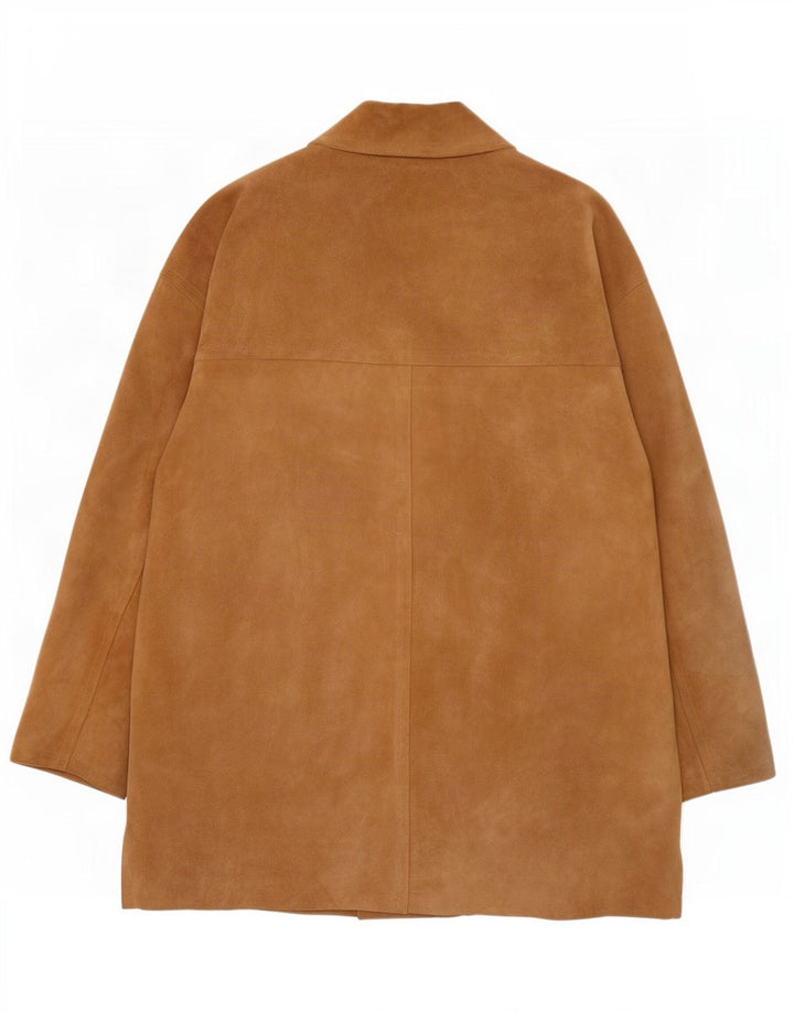 Vintage Womens Oversized Suede Overcoat IT 42 Medium Beige Leather