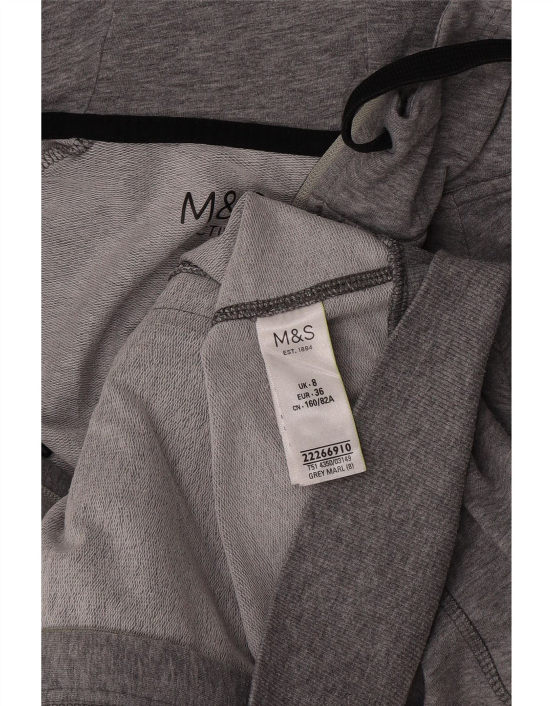 Marks & Spencer Womens Zip Hoodie Sweater UK 8 Small Grey Flecked