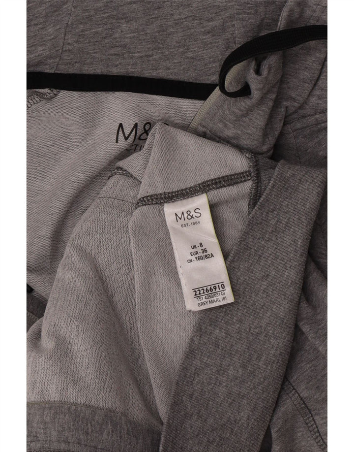 Marks & Spencer Womens Zip Hoodie Sweater UK 8 Small Grey Flecked