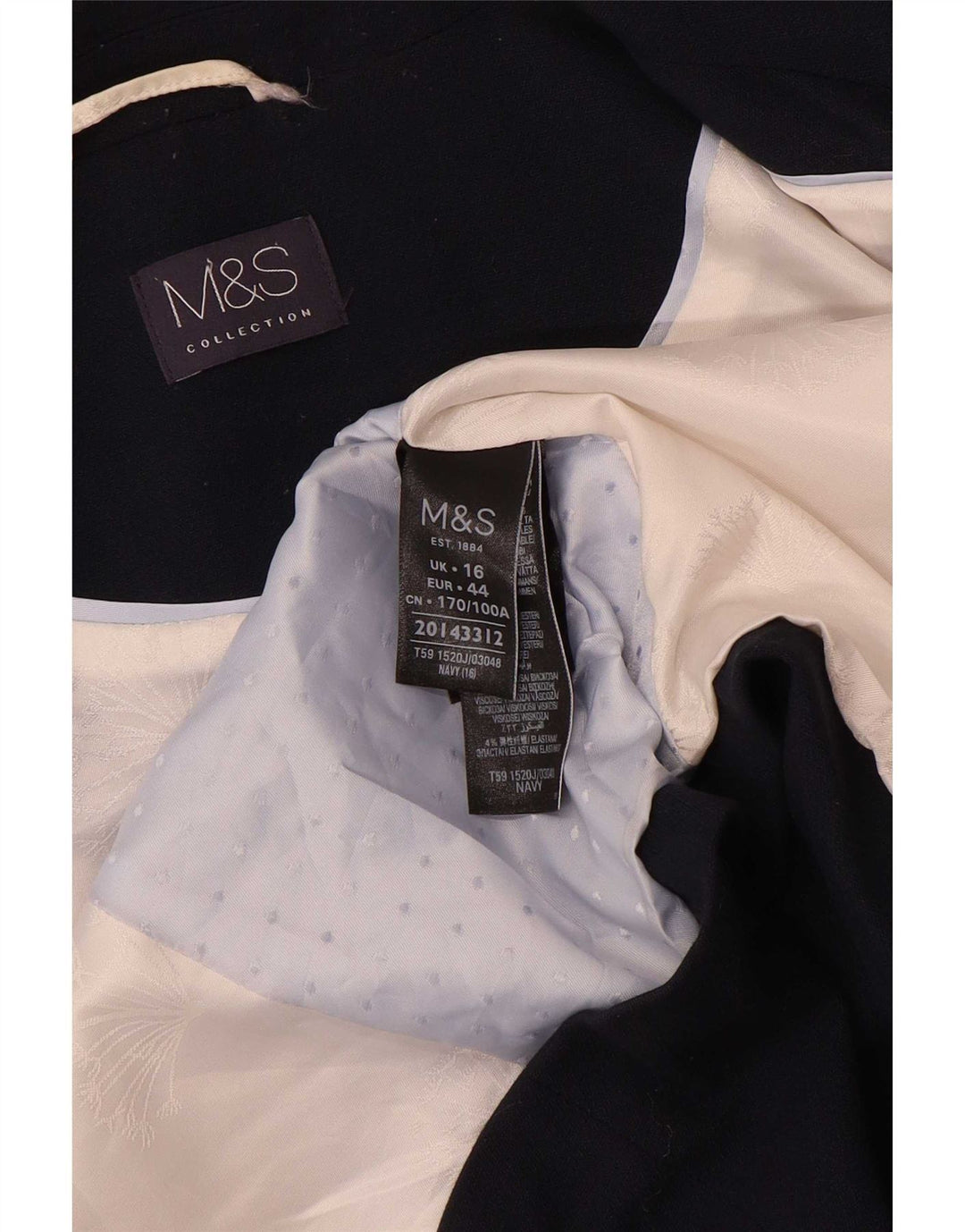 Marks & Spencer Veste blazer à 1 bouton pour femme UK 16 Large Bleu marine