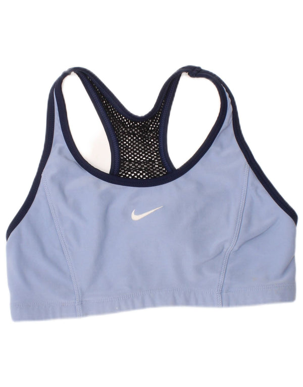 Nike Womens Dri Fit Sport Bra Top UK 8/10 Medium Blue Polyester Sports