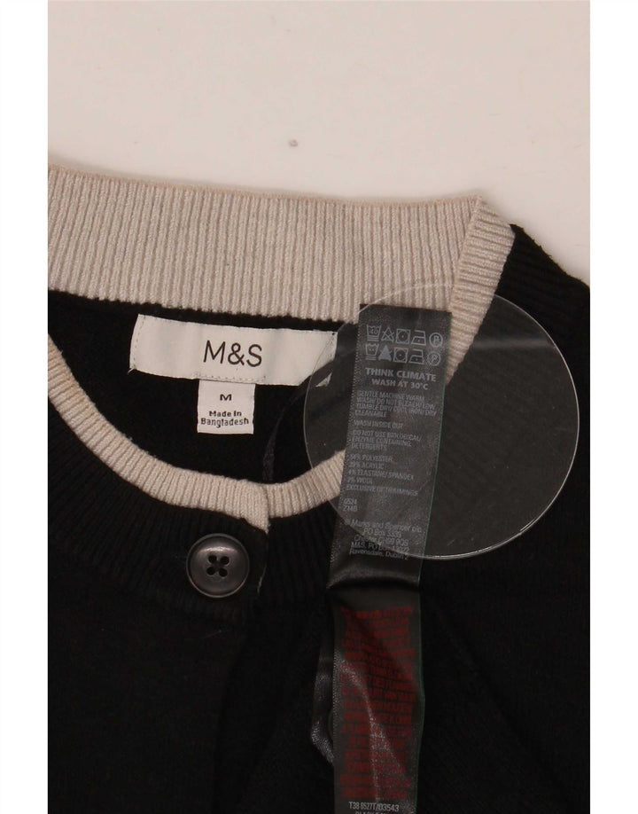 Marks & Spencer Pull Cardigan Femme UK 14 Moyen Noir Polyester