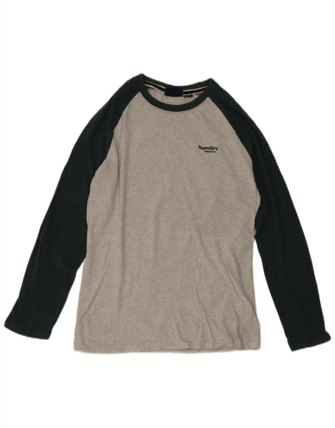 Мужской топ Superdry с длинным рукавом, средне-серый, хлопок с цветными блоками