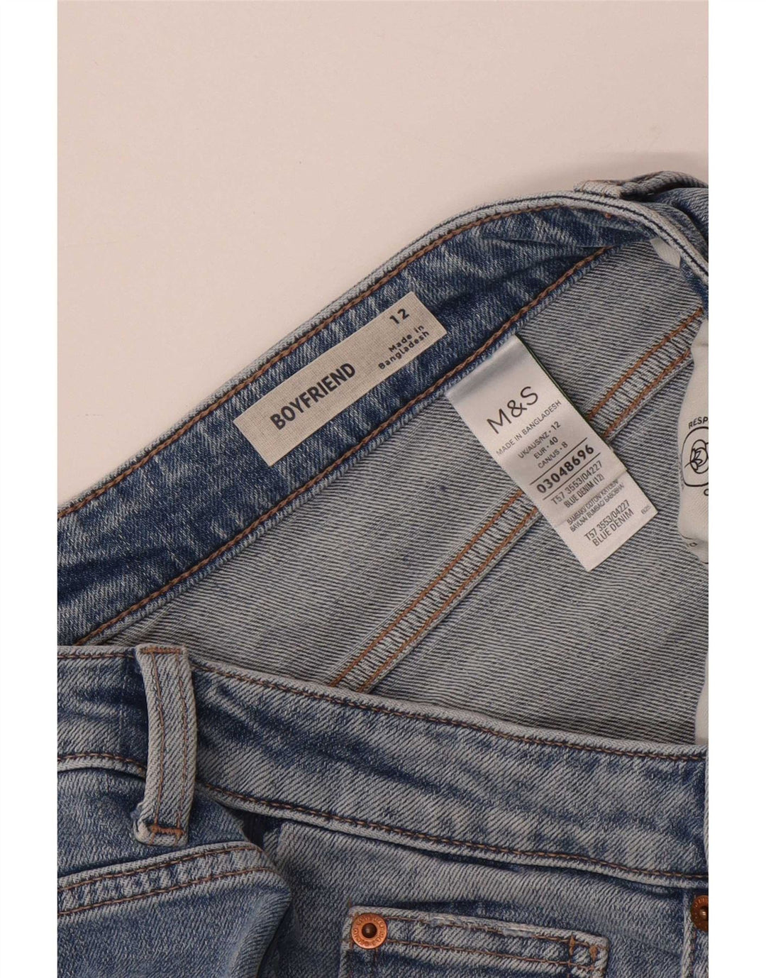 Marks & Spencer Womens Boyfriend Denim Shorts UK 12 Medium W30 Blue