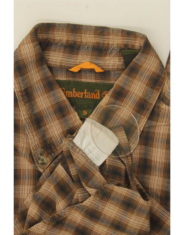 Timberland Mens Flannel Shirt Small Brown Check Cotton