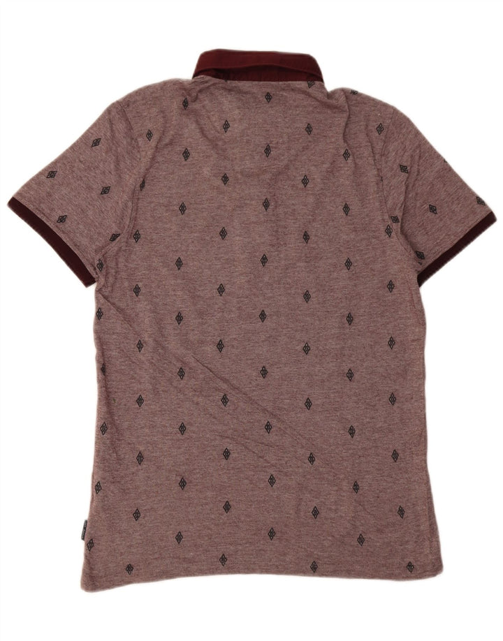 Ted Baker Mens Polo Shirt Size 3 Medium Burgundy Spotted Cotton