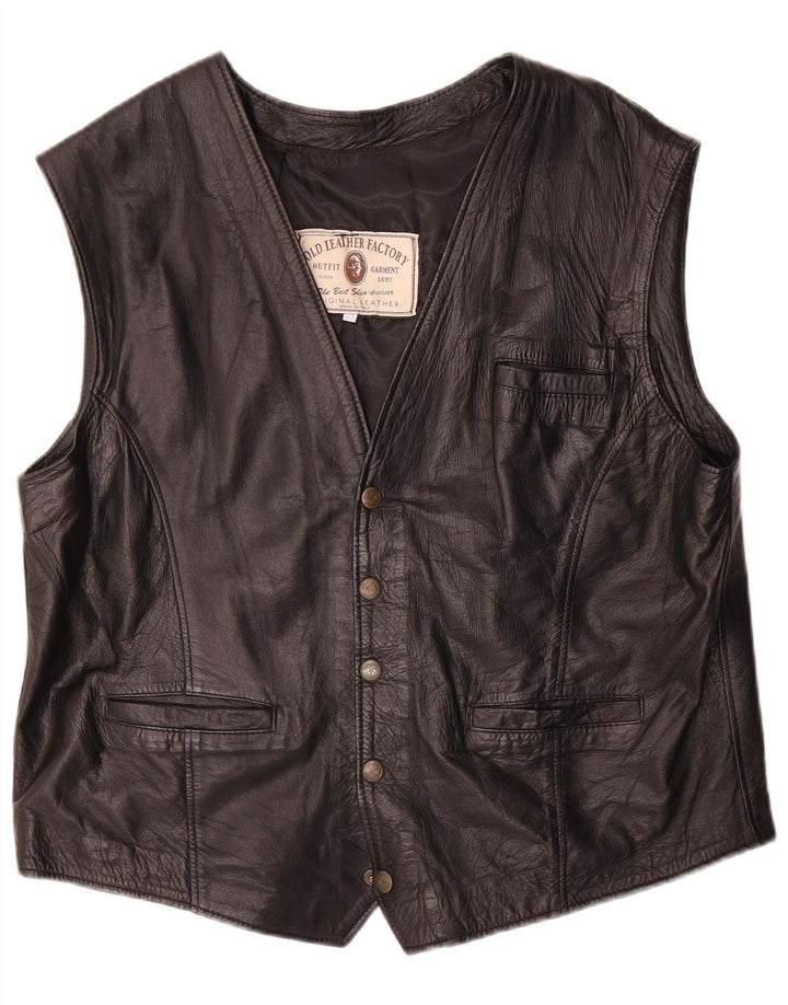 Vintage Herren Lederweste Großes schwarzes Leder