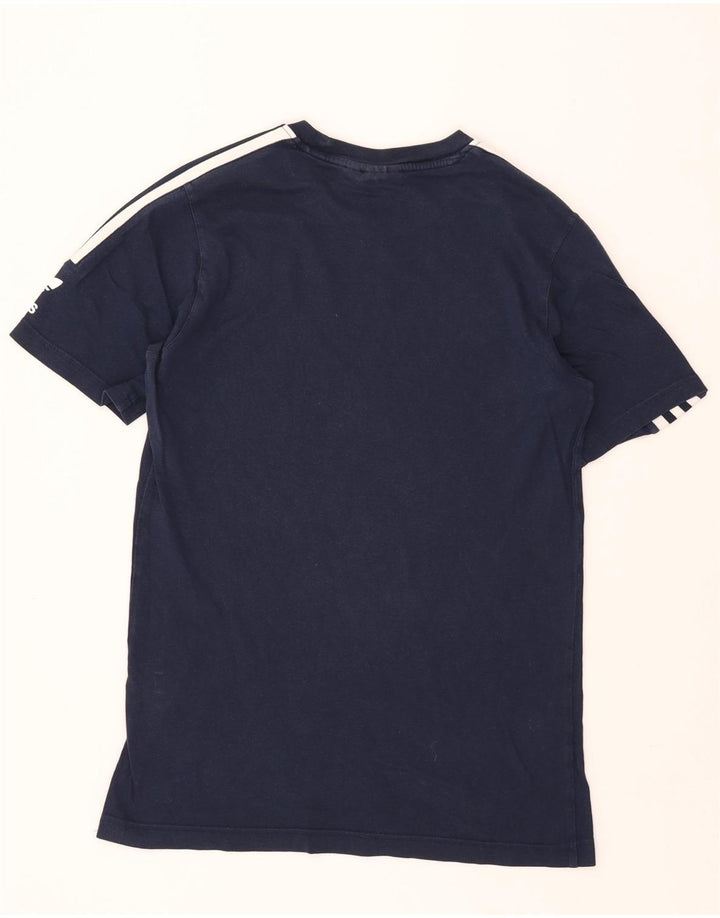 ADIDAS Mens Graphic T-Shirt Top Small Navy Blue Vintage Adidas and Second-Hand Adidas from Messina Hembry 