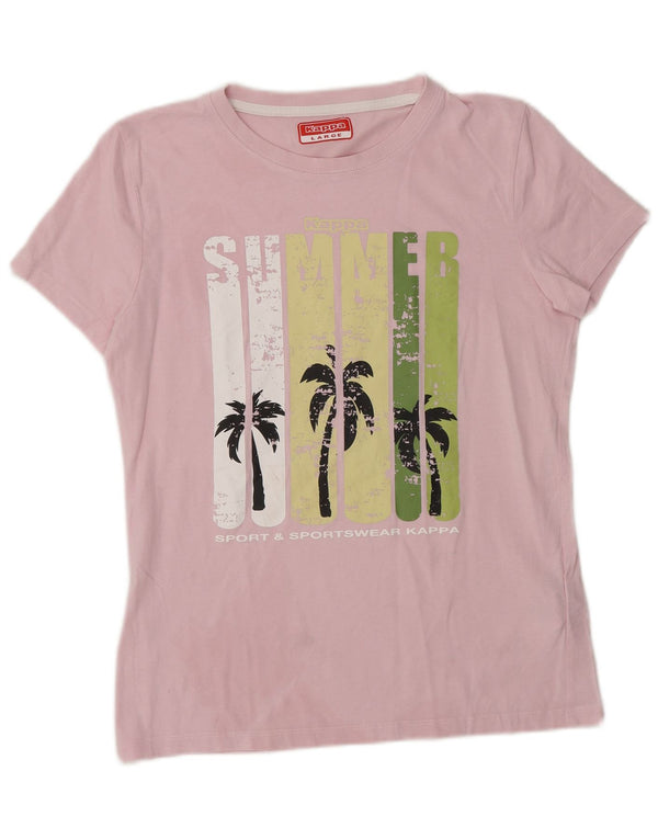 Maglietta grafica da donna Kappa Top UK 16 Large Pink Cotton Sports