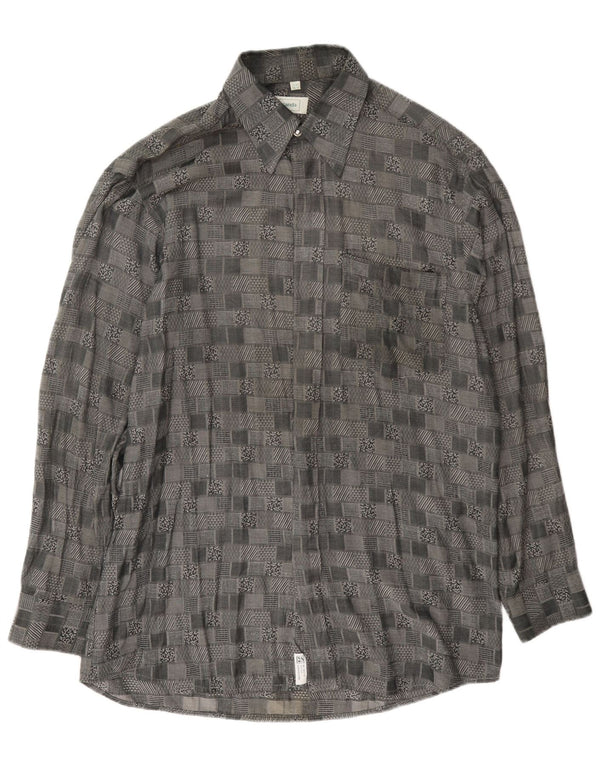 Canda Mens Shirt Size 39/40 15 1/2 Medium Grey Geometric