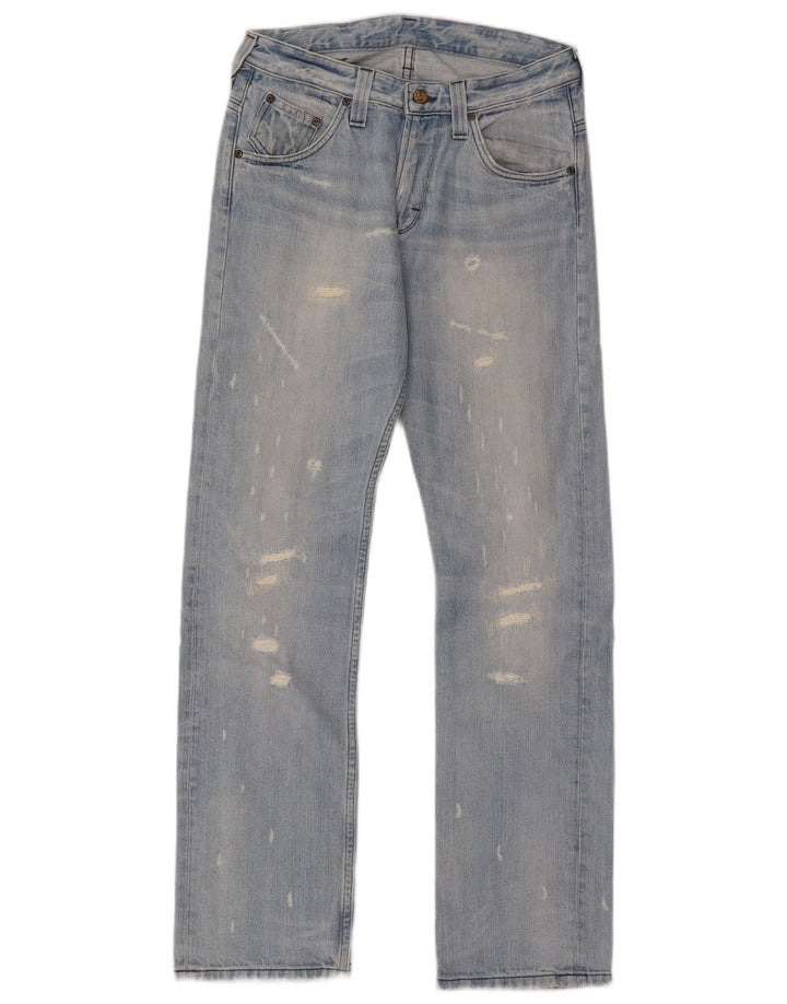 Lee Womens Clark Distressed Straight Jeans W29 L32 Blue Cotton