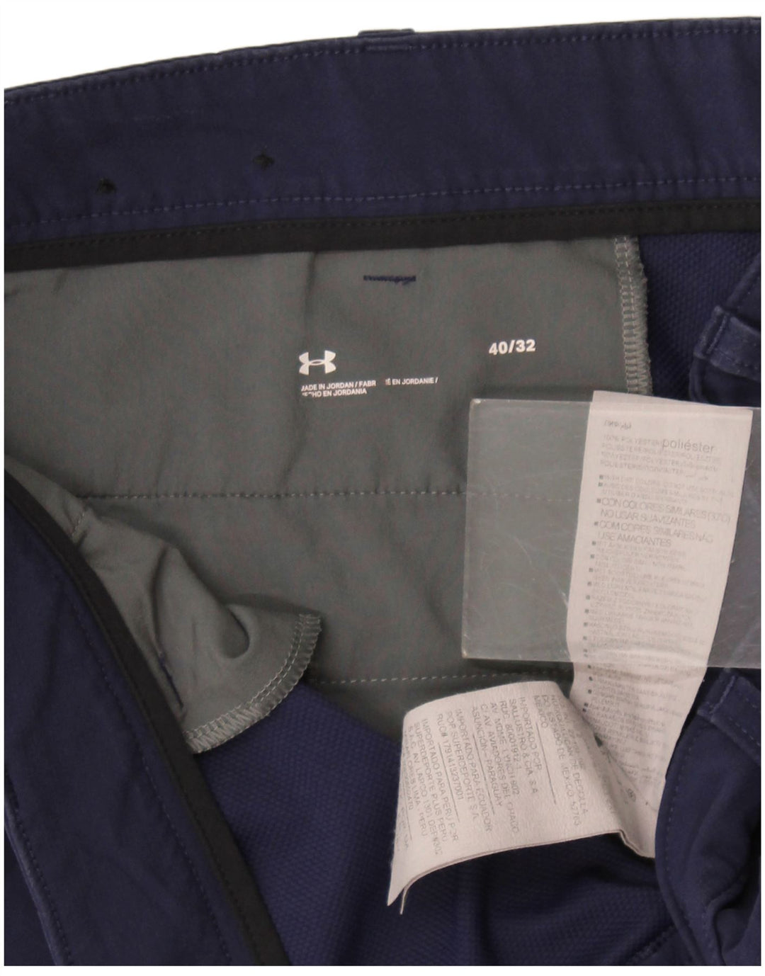 Pantaloni chino dritti da uomo Under Armour W40 L32 poliestere blu navy