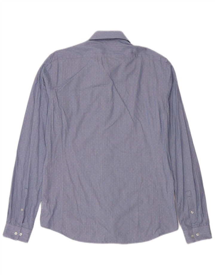 Calvin Klein Mens Extra Slim Fit Shirt Size 40 15 1/2 Medium Blue Spotted