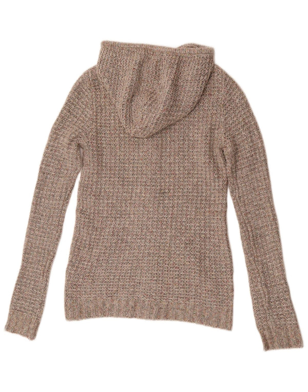 Fat Face Damen-Cardigan mit Kapuze, UK 6, XS, braun geflecktes Acryl