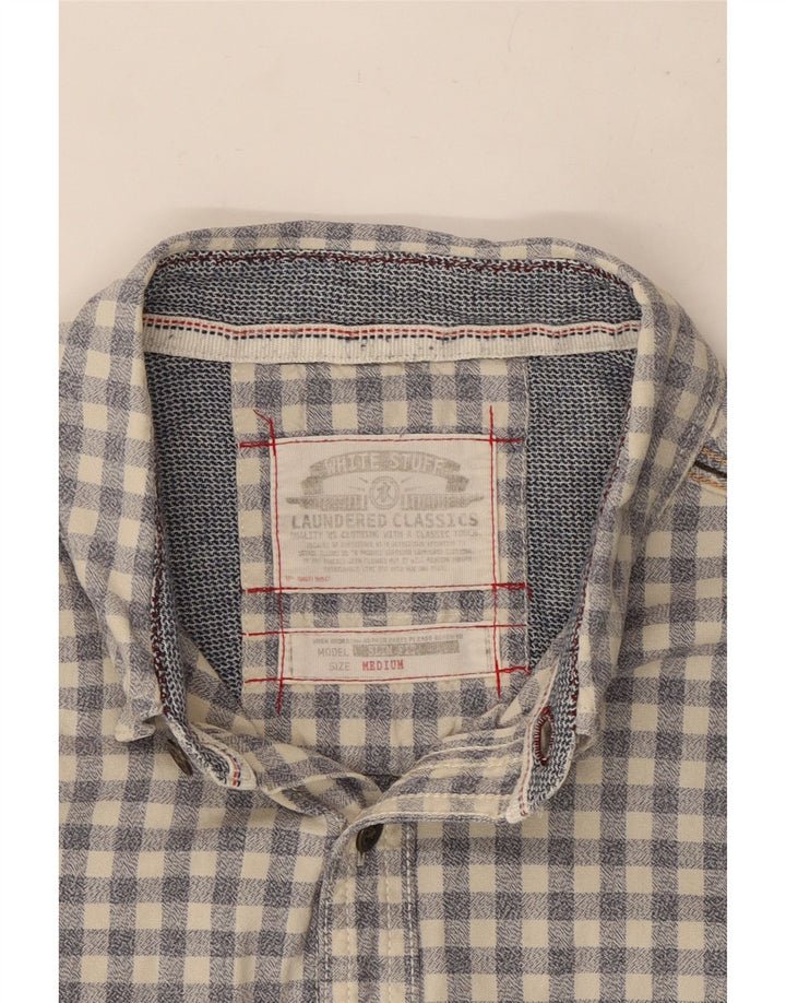 White Stuff Mens Shirt Medium Grey Gingham Cotton