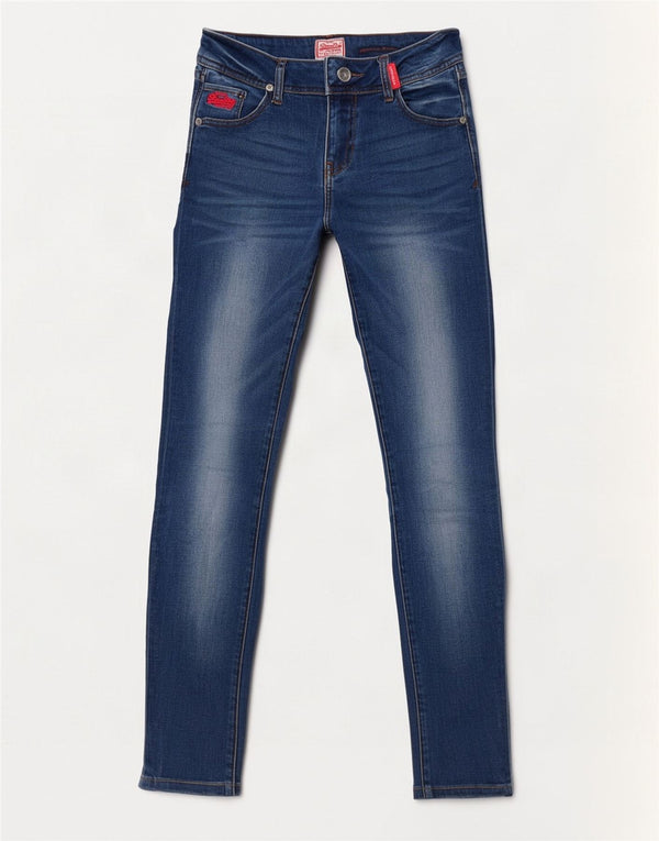 Superdry Jean Rosefill Super Skinny Femme W30 L32 Bleu Coton