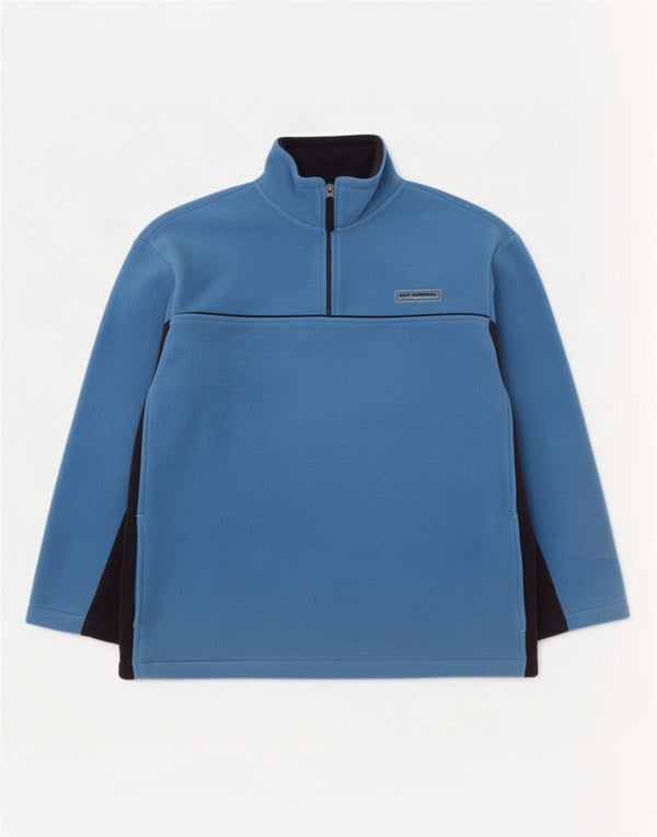 Gap Womens Zip Neck Fleece Jumper UK 20 2XL Blue Colourblock Polyester