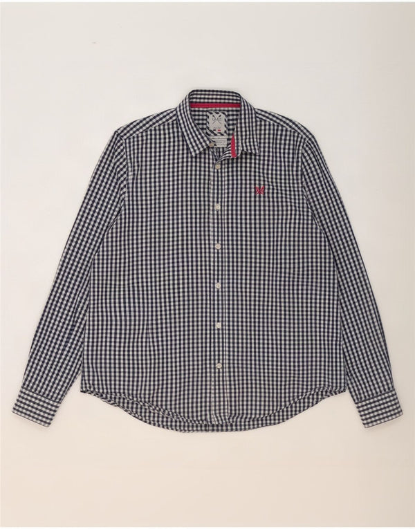 Crew Clothing Mens Classic Fit Shirt XL Navy Blue Gingham Cotton