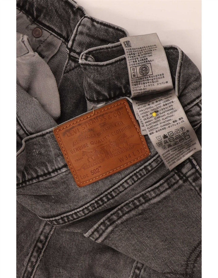 Levi's Mens 502 Tapered Jeans W34 L32 Grey Cotton