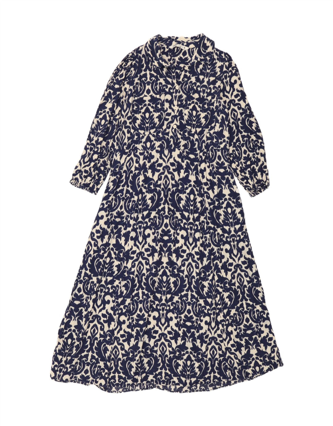 Zara Womens Maxi Dress UK 12 Medium Blue Ikat Viscose