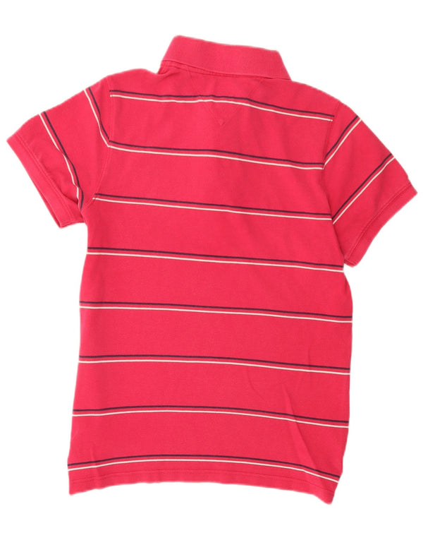 Tommy Hilfiger Mens Polo Shirt Large Pink Striped Cotton
