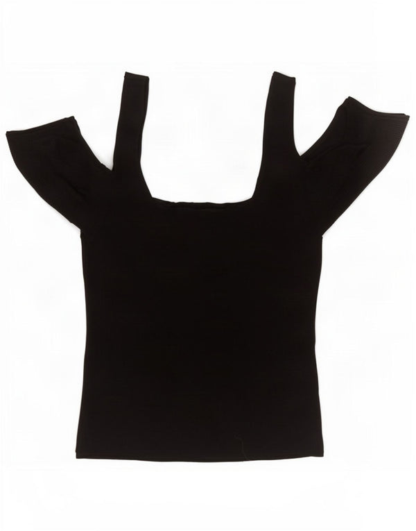 Topshop Womens Off Shoulder Top 10 Small Black Viscose
