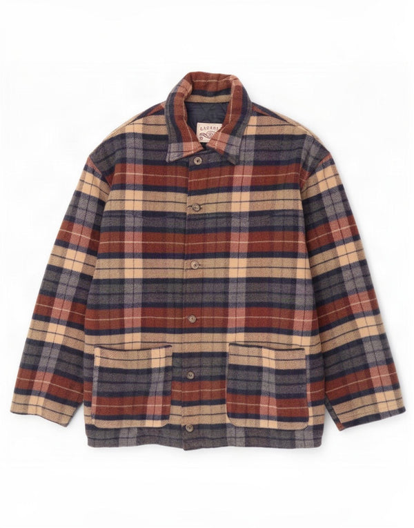 vintage Mens Utility Jacket UK 40 Grande laine à carreaux multicolore