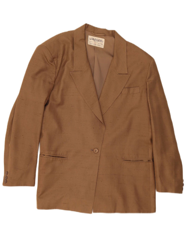 Jaeger Jaeger pentru femei, cu 1 nasture, UK 16, mare, bej, mătase cu pete