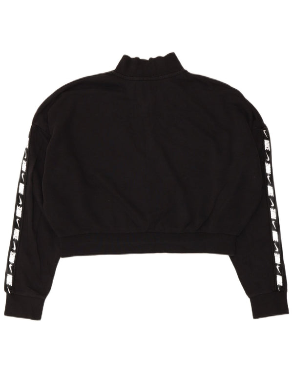 Nike Damen Crop Oversized Sweatshirt mit Reißverschluss am Hals, UK 16, Größe L, Schwarz