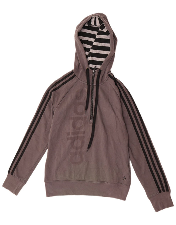 Adidas Damen Climalite Graphic Hoodie Pullover UK 4/6 XS Graue Baumwolle