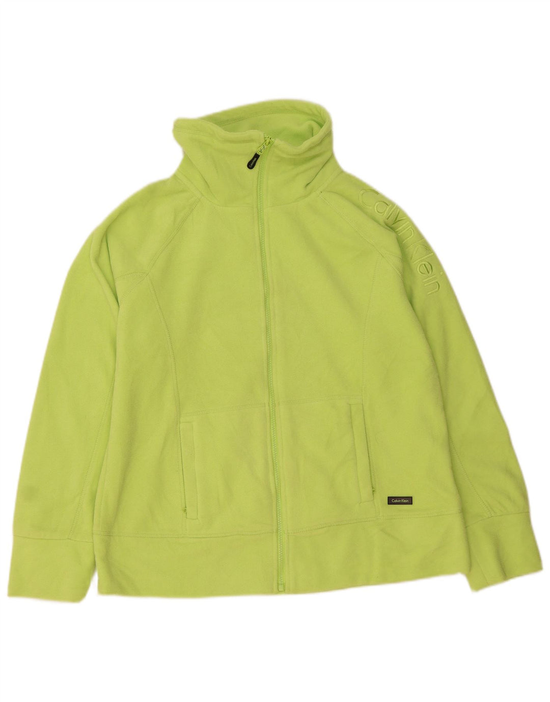 CALVIN KLEIN Womens Graphic Fleece Jacket UK 18 XL Green Polyester