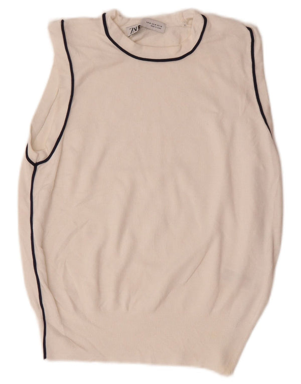 Zara Womens Vest Tank Top UK 12 Medium White Viscose